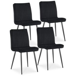 TUKAILAi Dining Chairs Set of 4 Black Velvet Upholstered Kitchen Chairs
