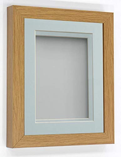 Frame Company Rickman Box 3D Photo Frame, Wood, Beech with Light Blue Mount, 20x16 for Image Size 15x10 inch