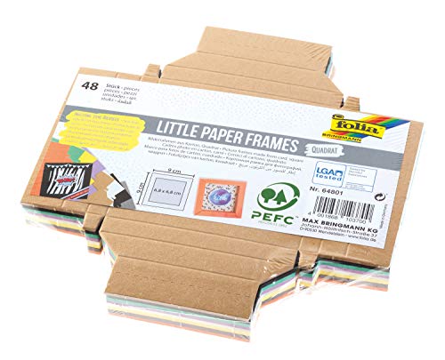 folia Little Paper Frames-Square Photo Frame-Glue-On-48 Assorted 8 Colours, One Size