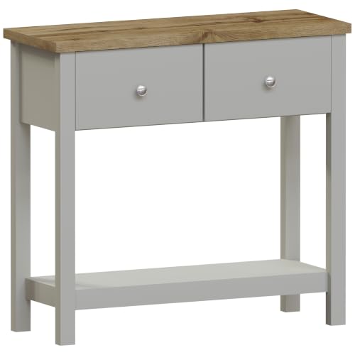 Vida Designs Arlington Console Table Shelf Hallway Side End Dressing Table MDF (Grey, 2 Drawer)
