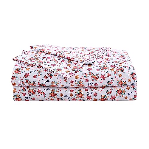 Betsey Johnson- Full Sheet Set, Silky & Lightweight Bedding, Fade & Wrinkle Resistant (Fall Foliage Pink, Full)