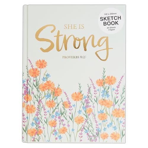 Docrafts Artiste Hardback Sketchbook 80 Sheets, She is Strong, 14.8 x 20cm, Drawing, Sketching, Doodling, Writing and Scrapbook Designs with Mixed Media, Pen, Ink, Painting and More