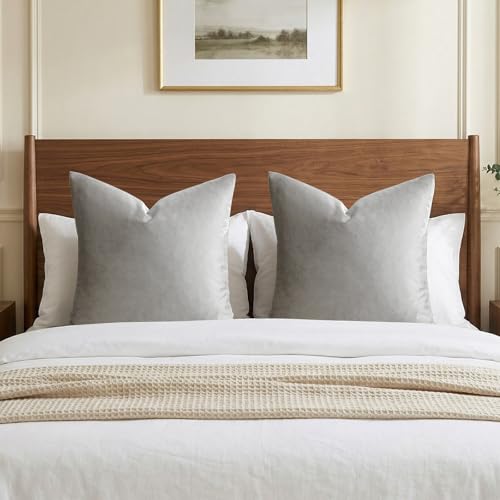 GIGIZAZA Decorative Throw Pillow Covers 26 x 26 inch / 66 x 66 inch Set of 2 Silver Grey Square Throw Pillow Covers Velvet Sofa Boho Cushions