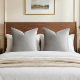 GIGIZAZA Decorative Throw Pillow Covers 26 x 26 inch / 66 x 66 inch Set of 2 Silver Grey Square Throw Pillow Covers Velvet Sofa Boho Cushions