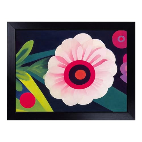 Lap Tray with Bean Bag Cushion, Carnation Flower Abstract - Handmade in the UK, Raised Wooden Edge, Padded Cushion, Heat-Resistant Wipe-Clean Surface, for Meals, Laptops and Crafts