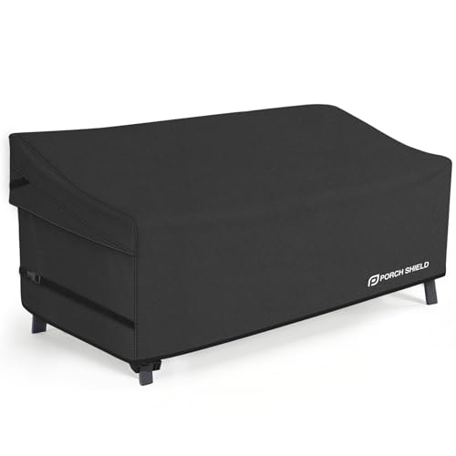 Porch Shield Patio 3-Seater Sofa Cover - Waterproof 600D Outdoor Couch Deep Seat Sofa Cover 86W x 38D x 35H inch, Black