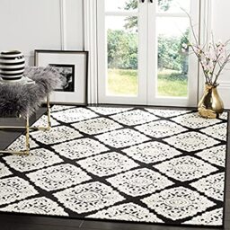 Safavieh Traditonal Indoor Woven Rectangle Area Rug, Cottage Collection, COT907, in Anthracite / Cream, 122 X 183 cm for Living Room, Bedroom or Any Indoor Space
