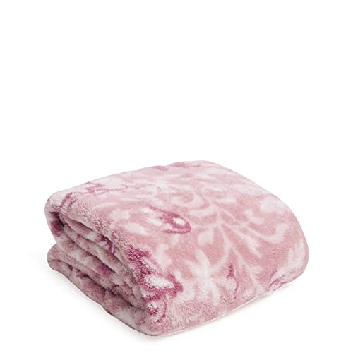 Vera Bradley womens Fleece Plush Shimmer Throw Blanket D cor, Frosted Lace Pink, One Size