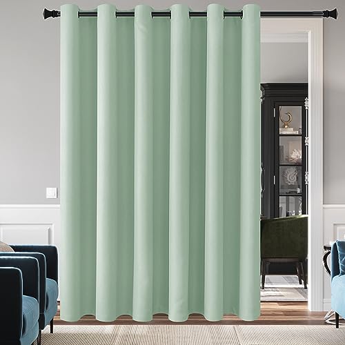 DWCN Blackout Curtain Panel for Bedroom - Thermal Insulated Energy Saving Grommet Blackout Drapery for Patio Door, Room Divider Big Long Curtain, Aqua, W100 by L84, 1 PC
