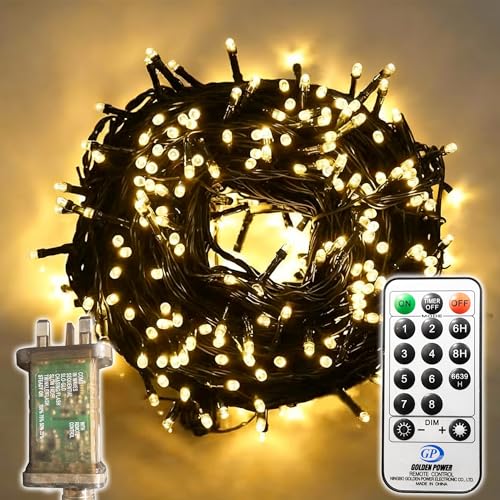 720 LED Warm White Christmas Tree Fairy Lights Outdoor Lights Main Powered Waterproof with Remote Timer 8 Modes, Outside Christmas Decorations for House Garden Yard Wedding Xmas Tree