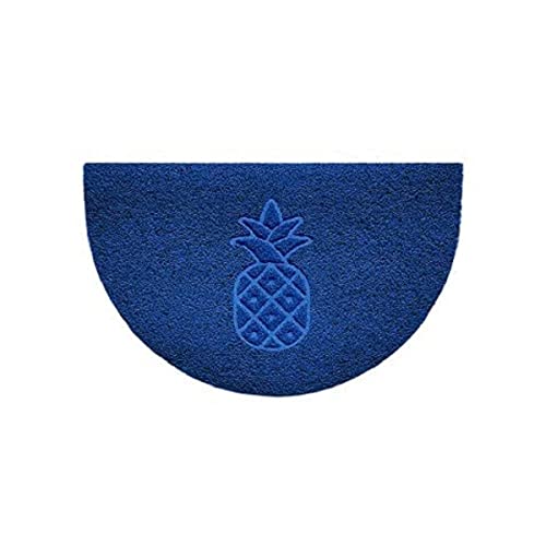 Nicoman Embossed Halfmoon Half Circle Door Mat Dirt-Trapper Jet-Washable Doormat 70x44cm (Blue, PINEAPPLE Shape) - Use Indoor or Sheltered Outdoor