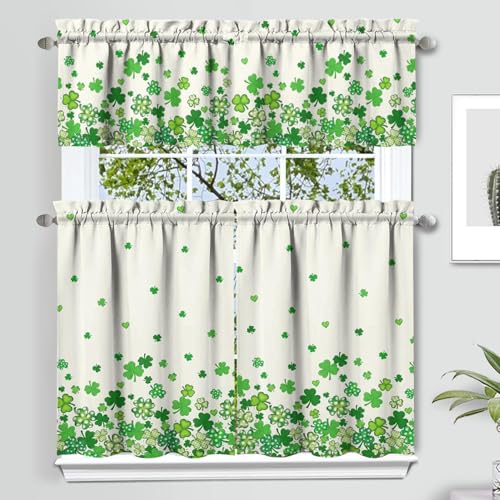 qwpmvhsak St. Patrick's Day Kitchen Curtains and Valances Set of 3