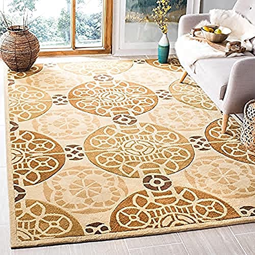 Safavieh Modern Indoor Hand Tufted Rectangle Area Rug, Capri Collection, CPR353, in Gold / Multi, 183 X 274 cm for Living Room, Bedroom or Any Indoor Space