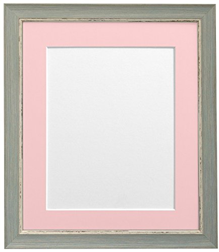 FRAMES BY POST Nordic Distressed Picture Photo Frame, Recycled Plastic, Blue with Pink Mount, 8 x 8 Image Size 5 x 5 Inch