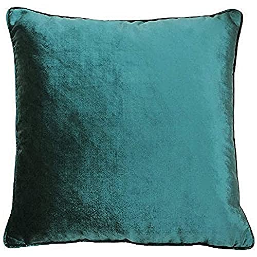"Riva Paoletti Luxe Velvet Polyester Filled Cushion - Jadite Green - Soft Velvet Feel Fabric - Reversible - Hidden Zip Closure - Machine Washable - 100% Polyester Case - 55 x 55cm (22"" x 22"" inches)"