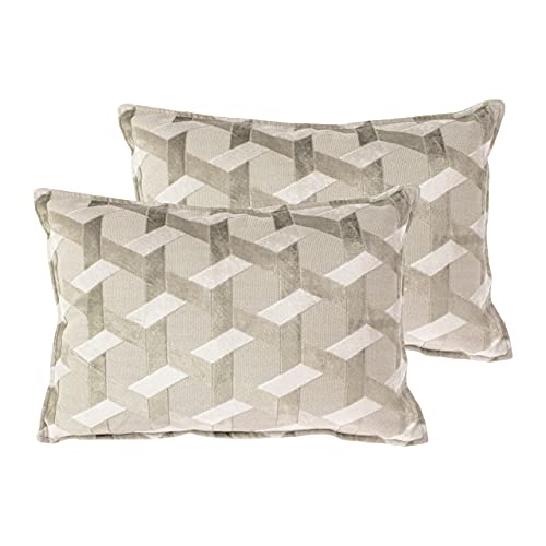 Paoletti Delano Polyester Filled Cushions (Twin Pack), Polyester, Ivory/Taupe