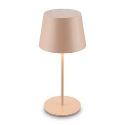 Briloner - Rechargeable LED Table Lamp, Stepless Touch Dimmer, Warm White, IP44, USB-C Charging Cable, Replaceable Battery, Night Light, Bedside Lamps, Battery Lamp, 9,5 x 20,5 cm, Beige