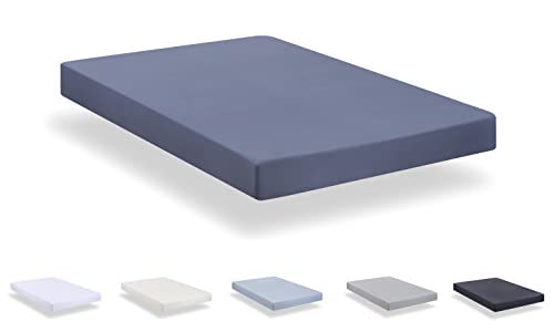 Todocama - Fitted sheet in extra soft brushed microfibre. (Bed 120 x 190/200 cm, Greyish Blue)