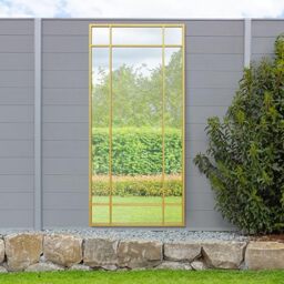 "MirrorOutlet The Genestra - Gold Modern Contemporary Leaner and Wall Garden Mirror 71"" X 33"" (180CM X 85CM) Silver Mirror Glass with Black Metal Frame. Landscape or Portrait.…"