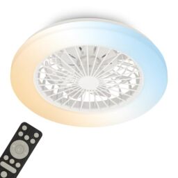 BRILONER - Ceiling Light with Fan, Remote Control, Dimmable, CCT, LED Fan, Ceiling Fans, Modern Ceiling Fan, Ceiling Lights for Living Room, Ceiling Lights Bedroom, 48.5 X 14cm, White