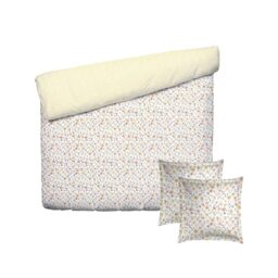 Pure Cotton 3-Piece Double Bedding Set - Duvet Cover 240 x 220 cm and 2 Pillowcases 63 x 63 cm - 100% Cotton Satin, 80 Thread Count - Oeko-TEX Certified - August Bouquet - Yellow