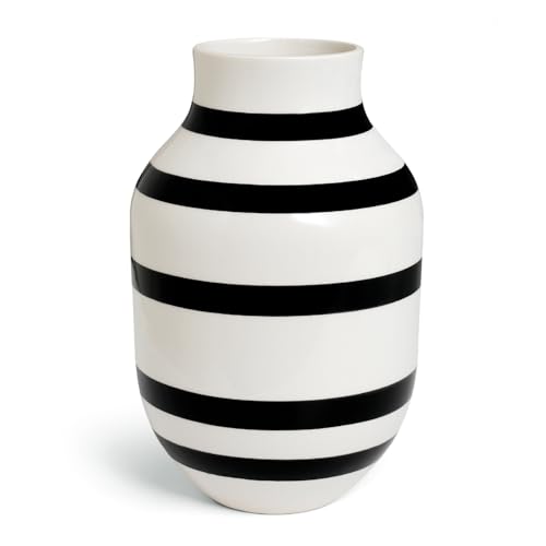Kähler Vase H31 cm Omaggio Original Design with Hand-Painted Stripes, Black