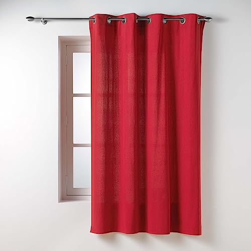 Douceur d'Intérieur, Curtain with eyelets (135 x 180 cm) Twily Red, Cotton/Recycled Polyester