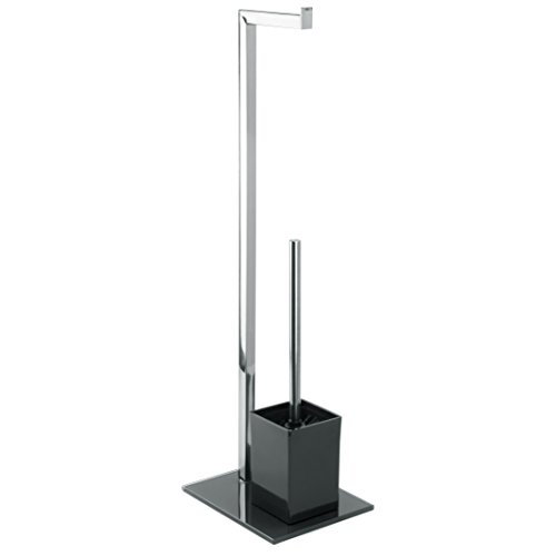 MSV Stainless Steel/Glass Toilet Brush, Black