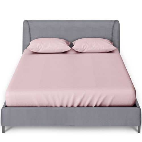 GC GAVENO CAVAILIA Percale Fitted Sheet - Ultra Soft Plain Dyed Bedding Bed Sheet - Super Soft Non Iron Polycotton Single Bed Sheet - Pink