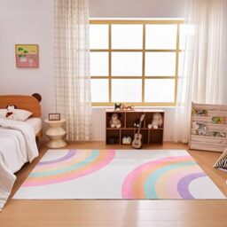Sonive Rainbow Kids Rug Girls & Boys Soft Non-Slip Area Rug Washable Floor Carpet for Bedroom, Living Room, Playroom 120x170cm