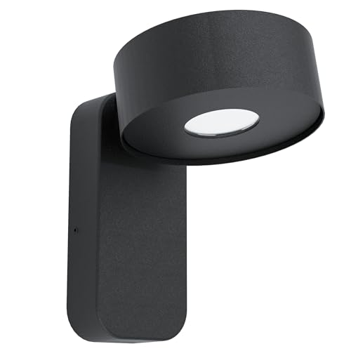 EGLO Palosco LED Outdoor Wall Light, 1-Bulb Outdoor Light, LED Wall Light Made of Galvanised Steel in Black and Plastic in Transparent, LED Outdoor Lamp Warm White, IP44