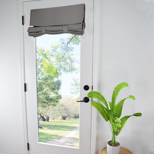 WdFour French Door Curtains Silky Touch Thermal Insulated Noise Reducing Blackout Curtains for Glass Door Office (25cm W x 80cm L, 1 Panel, Dark Grey)