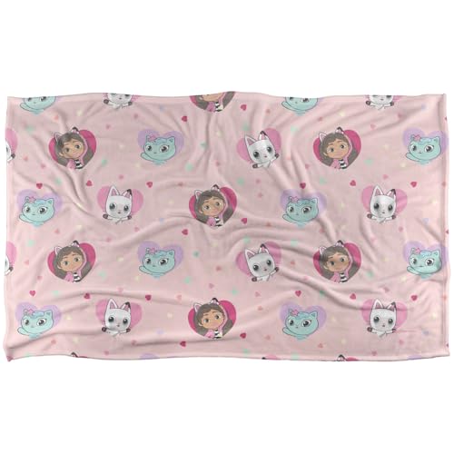 Gabby'S Dollhouse Pandy Paws Hearts Silky Touch Super Soft Throw Blanket 91 x 147 Cm