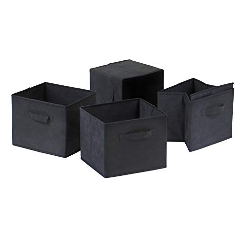 Winsome 22411 Black Capri Foldable Fabric Baskets - Set of 4