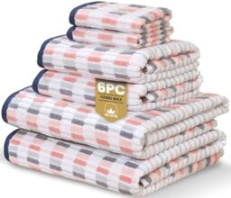 Rapport Home Santa Cruz 6-Piece Towel Bale - Luxurious 100% Cotton 500GSM Set for Soft Absorbent Comfort, Quick-Dry Use and Elegant Bathroom Style - Blush