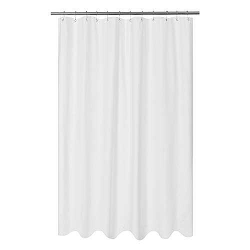 Mrs Awesome Embossed Microfiber Fabric Extra Long Shower Curtain Liner 84 Inches Length, Soft & Lightweight, Washable and Water Repellent, White