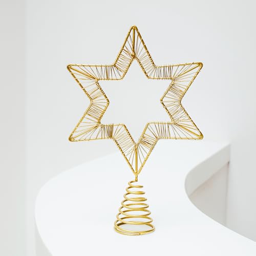 Ivyline Rigel Star Shaped Tree Topper in Gold with Durable Design - Christmas Seasonal Decoration - Festive Holiday Ornament - H23.5 x W14.5 cm