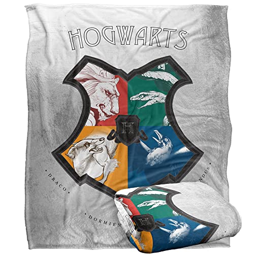 HARRY POTTER Blanket, 152 x 127 cm Intricate Hogwarts Logo Silky Touch Super Soft Throw Blanket