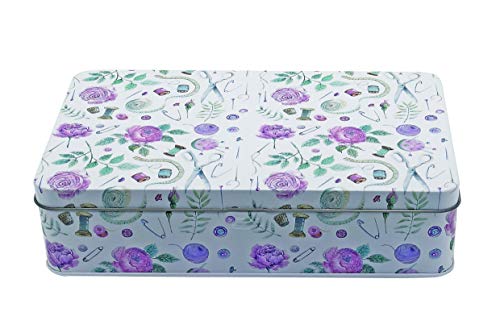 Kleiber 92218 Metal Box Sewing Set XL Polyester White with Colourful Pattern 20 x 13 x 4 cm