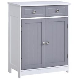 kleankin 75x60cm Freestanding Bathroom Storage Cabinet Unit Grey White