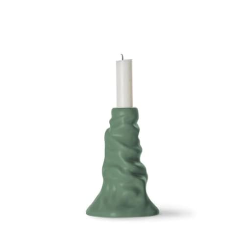 ByON 5260919312 Candle Holder Soft Ice Cream S Made of Porcelain 7.5 x 7 x 11.5 cm Green