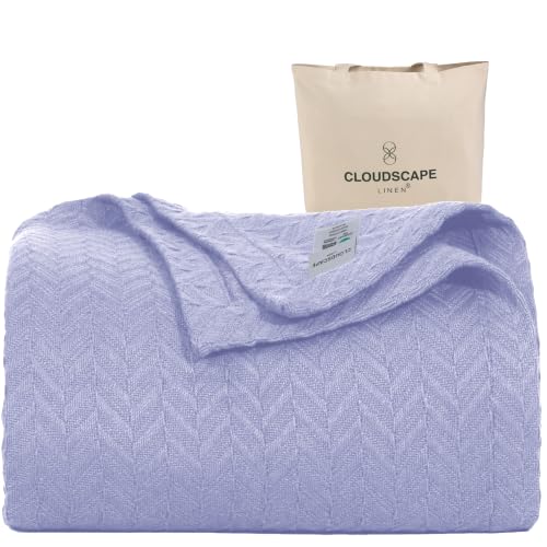 CSL Cotton Throw Blanket for Couch, Soft Summer Blanket,50x70,Lavendar Blue