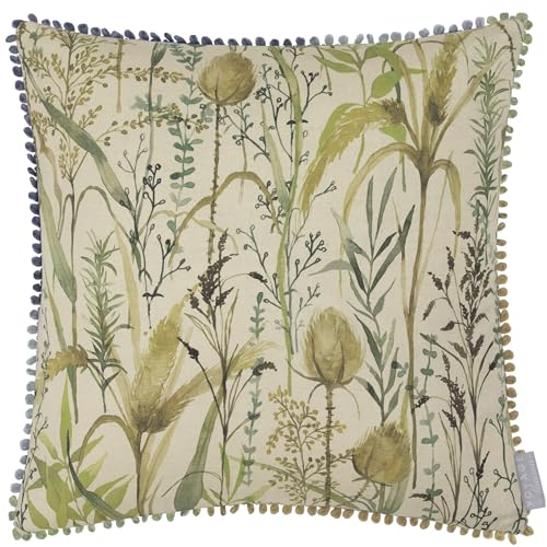Voyage Maison Lydiard Feather Filled Cushion – Watercolour Meadow Floral Cotton-Linen Blend Country Style (Linen - 50x50cm)