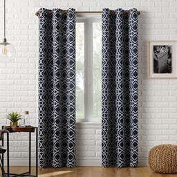 "Sun Zero Trellis Blackout Grommet Curtain Panel, Polyester, Navy Blue, 40"" W x 84"" L (Pack of 1)"