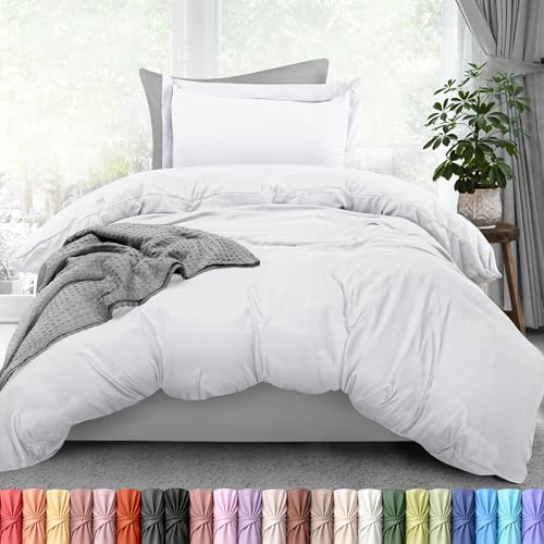 Utopia Bedding Duvet Cover Twin Size Set - 1 Duvet Cover with 1 Pillow Sham - 2 Pieces Comforter Cover with Zipper Closure - Ultra Soft Brushed Microfiber, 68 X 90 Inches (Twin, White)