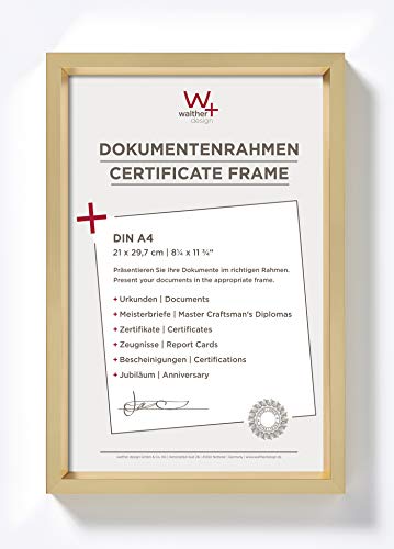 walther design Picture Frame Gold 21 x 29.7 cm (DIN A4) with PassepArtout, Steel Style Plastic Frame ES130G