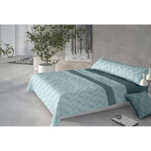 Pierre Cardin 3-Piece Sheet Set, 150 x 200 cm, 100% Polyester, Grammage 190 g/m², Top Sheet 230 x 270 cm, Pillowcases 45 x 170 cm, Coral AINA Blue