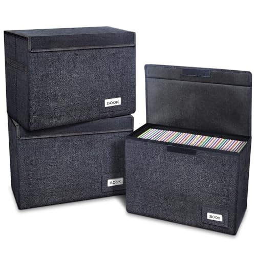 "Leffis 3 Pack Comic Book Storage, Comic Book Box 15.5"" X 7.5"" X 11.3"", Collapsible Comic Short Box with Lids Holds 150 Comics Heavy Duty Comic Book Bin Container"