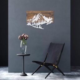 Elegant Decorative Wooden Wall Accessory, 38 x 58 cm, 50% Real Wood (3 cm) & Metal (1.5 mm), Unique Walnut & Silver Finish, Perfect for Home Decor