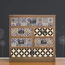 WALPLUS FW5903-COM-WM5104/WM5107x2/WM10009/WS6017 Tiles and Pattern Furniture Wrap with Dandelion Background Self-Adhesive Decal, Vinyl, Multi-Colour, 90 x 60 x 4 cm